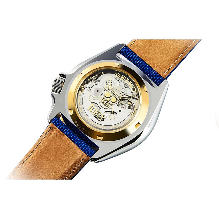 Seiko Reloj SEIKO5 Movimiento Mecánico Correa de Cuero Relojes para Hombre Esfera Roja SRPF60K1