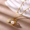 Imitation Pearl Pendant Necklaces For Women Stainless Steel Zircon Heart Charm Clavicle Chain Necklace Aesthetic Jewelry Gift
