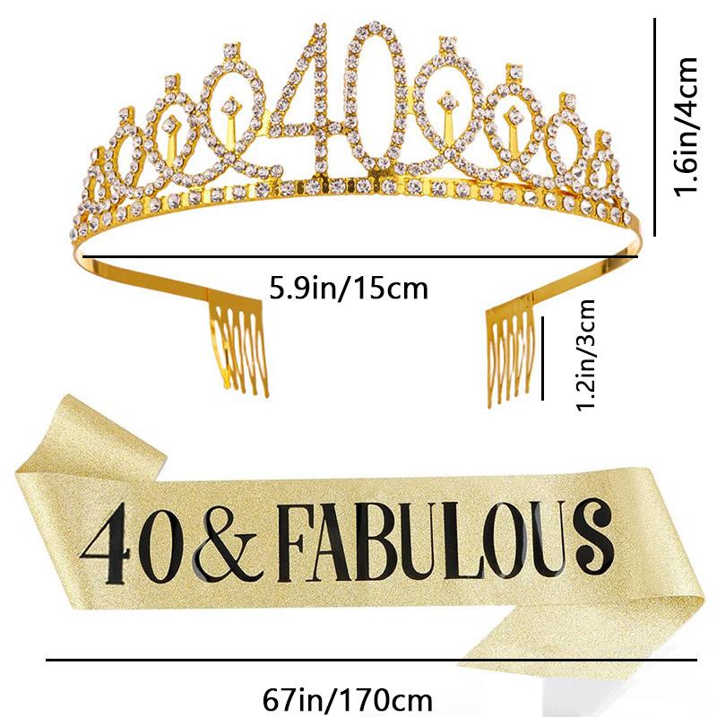 2pcs/Set Birthday Party Crown Sash Bling Rhinestone Crystal Crown Women Birthday Princess Party Supplies Decorations PDZS002