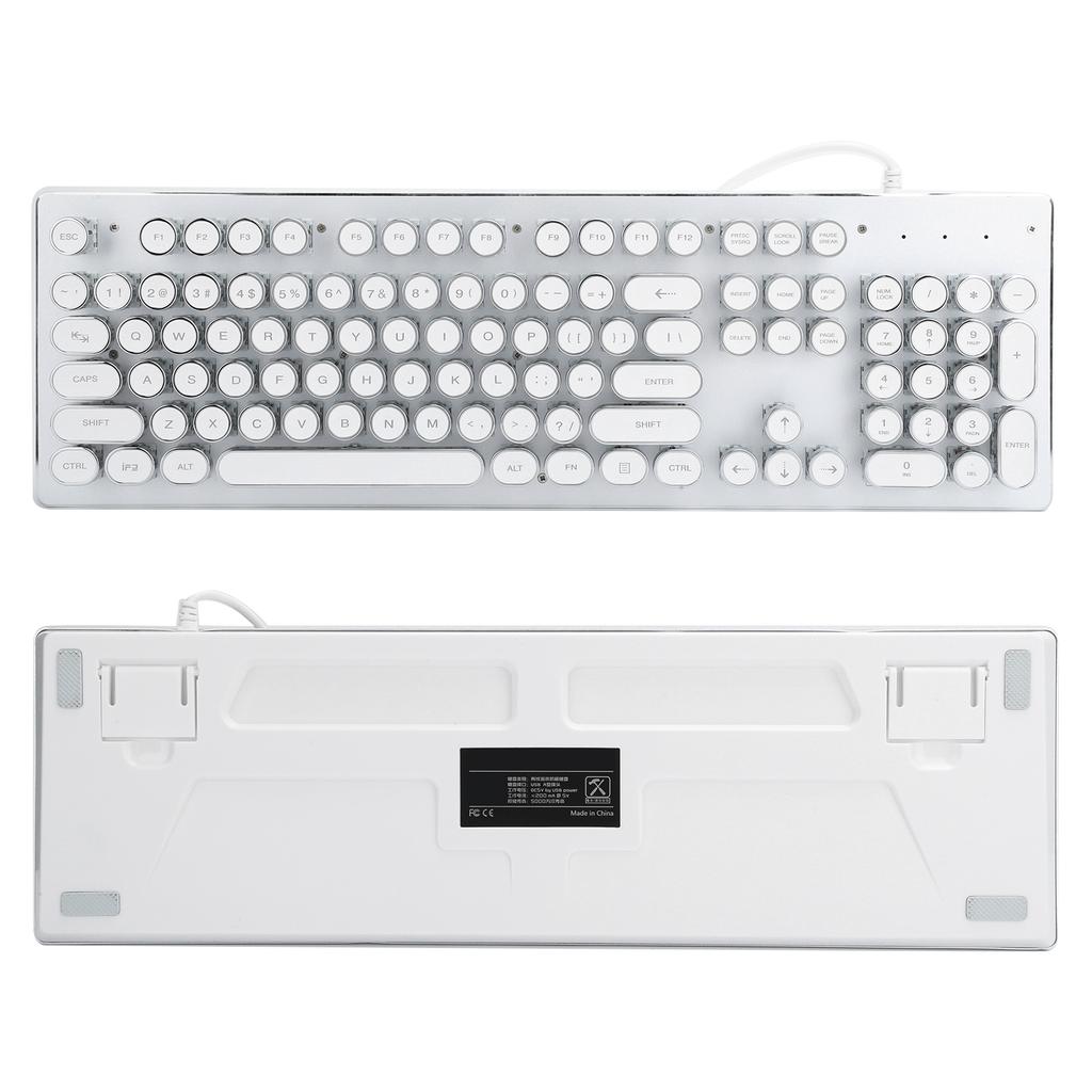 Retro Wired Gaming Mechanical Keyboard Key Click with 104 Keys Mixed Light Ergonomic Design