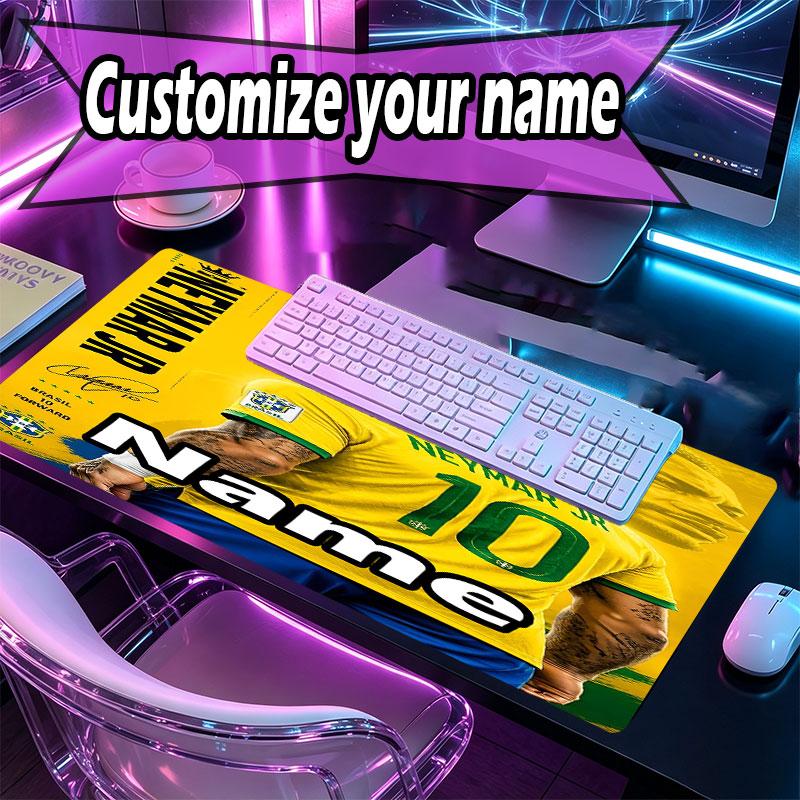 Custom Name Personalized Neymar Jr Pattern Mousepad, Laptop PC Desk Mat, Decorative Desk Mat for Home Keyboard Pad Gift