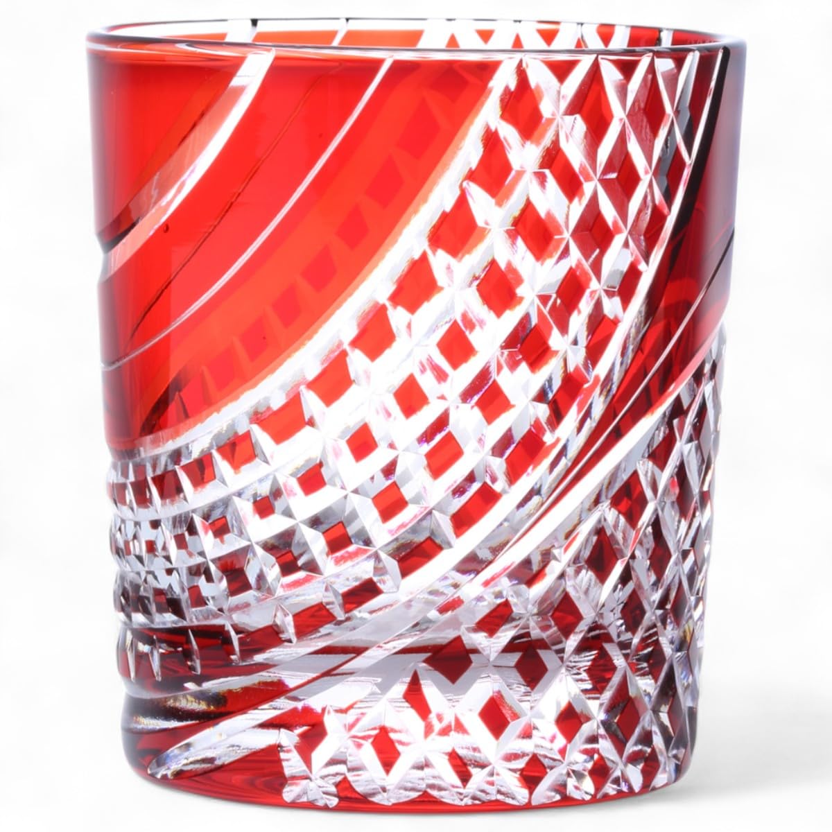 

Mizukage Kiriko Glass Flowing Water Lattice Current Model J-kitchens Cup, 80xH90mm, 280cc, Pattern, Red, Bisho,