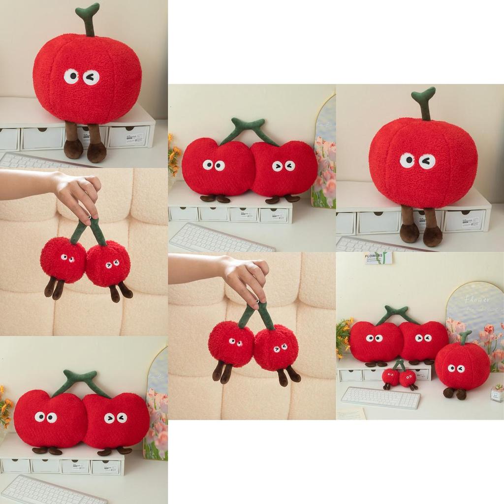 Peluche a forma di ciliegia, bambola cuscino e portachiavi con imbottitura in cotone PP, morbido cuscino per regalo per bambine