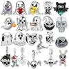 DIY Ghost Pumpkin Head Halloween Charm Bead Pendant for Plated Silver Jewelry Gift