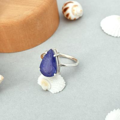 Natural Pear Tanzanite Gemstone 925 Sterling Silver Ring 7 US Gift Ring