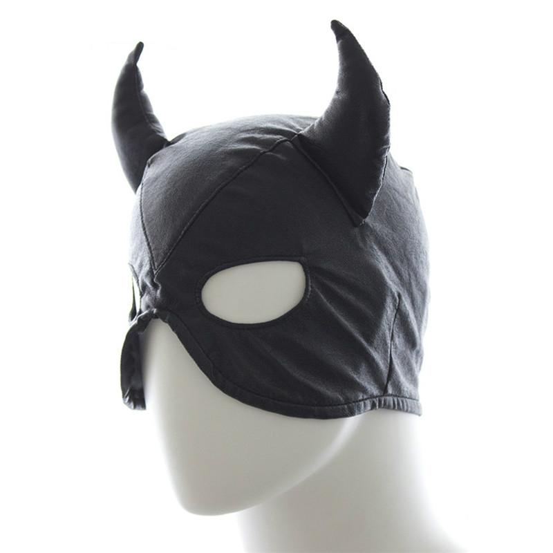 Halloween Dress Up Devil Bondage Mask Slave Head Hood Half Enclosed Fun Headgear Masks Sex Game For Couples Sex Toys for Couples