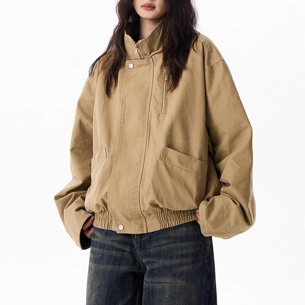 Unisex American Retro Barn Bomber Jacket - Trendy Loose-Fit for Spring/Autumn 2025