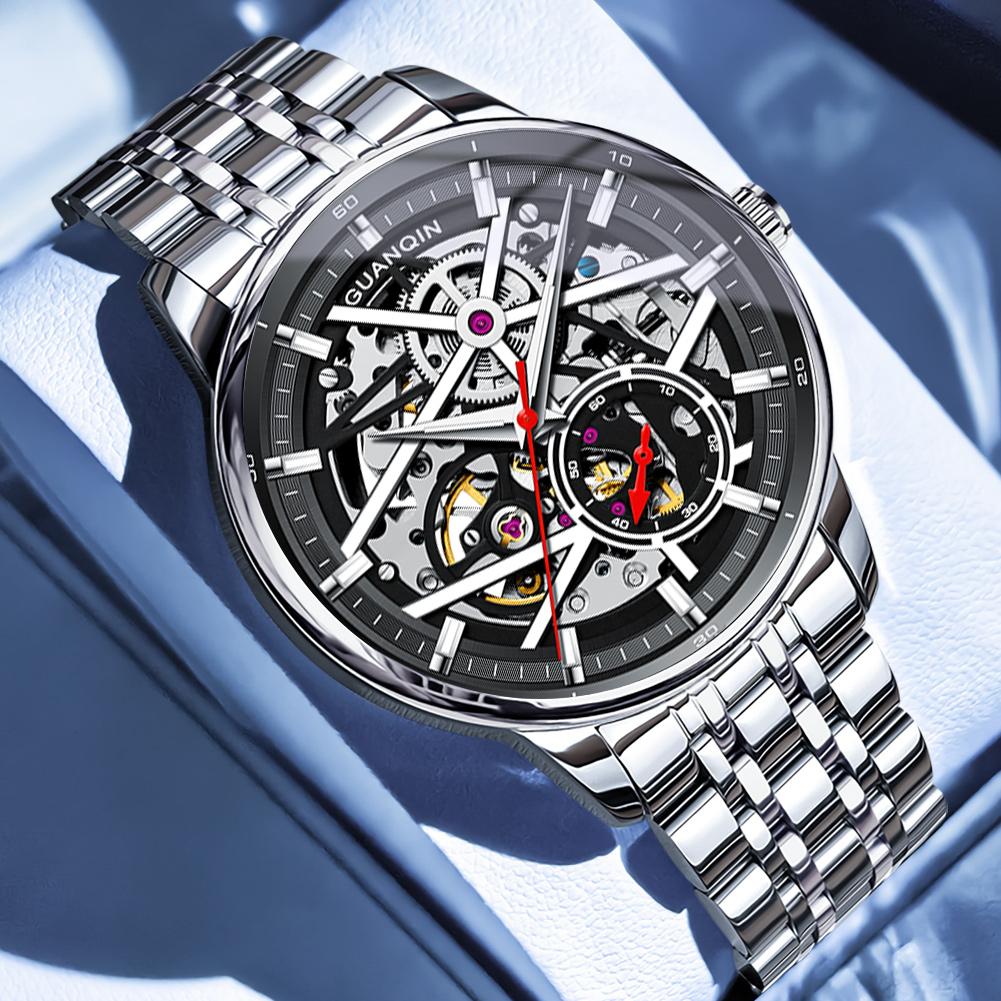 GUANQIN Men's Watches Luxury Fashion Hollow Out Mechanical Dial Original Brand Automatic Wristwatch for Man Sapphire Mirror New