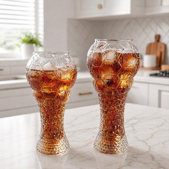 Soccer Trophy Glass Mug Heavy Shaped Pint 400/600ml Capacity Beer Duty Football Cup