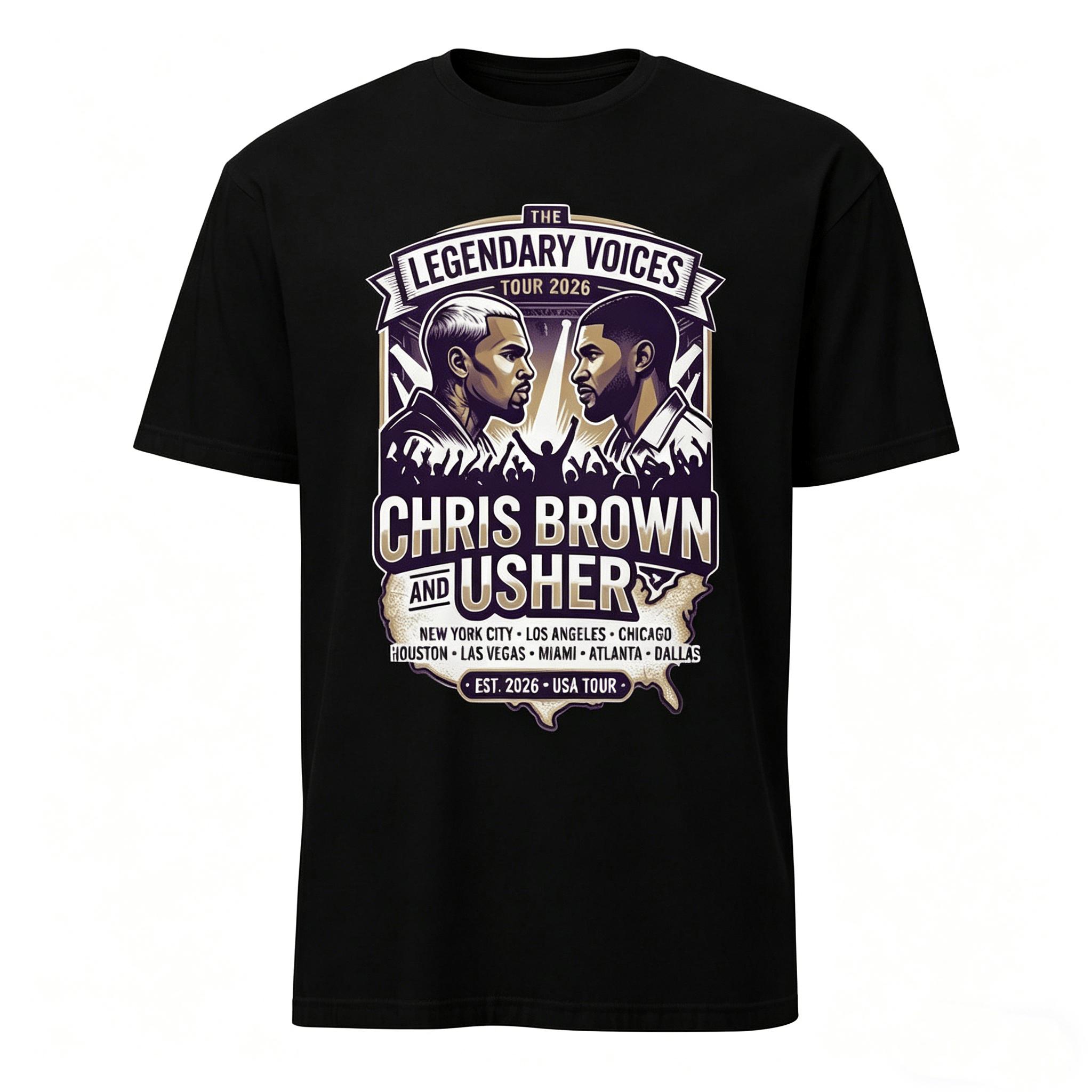 

2026 Chris Brown and Usher Raymond Brown RB Tour Unisex T Shirt Unisex 100 Cotton Short Sleeve Y2k Oversized Tee Fashion Tops 4XL