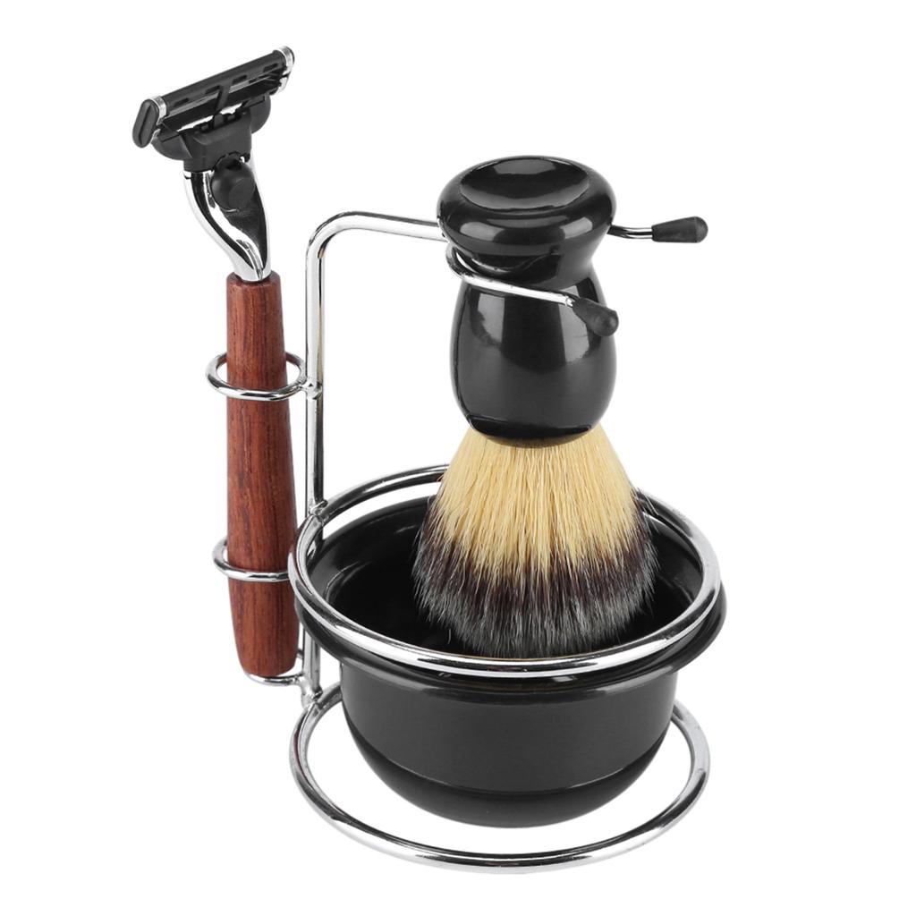 Manual Shaving Set, 4Pcs Shaving Kit   Stainess Steel Stand Set, Bowl Mens Holder Brush Bowl Set Brush and Men S     Bathroom