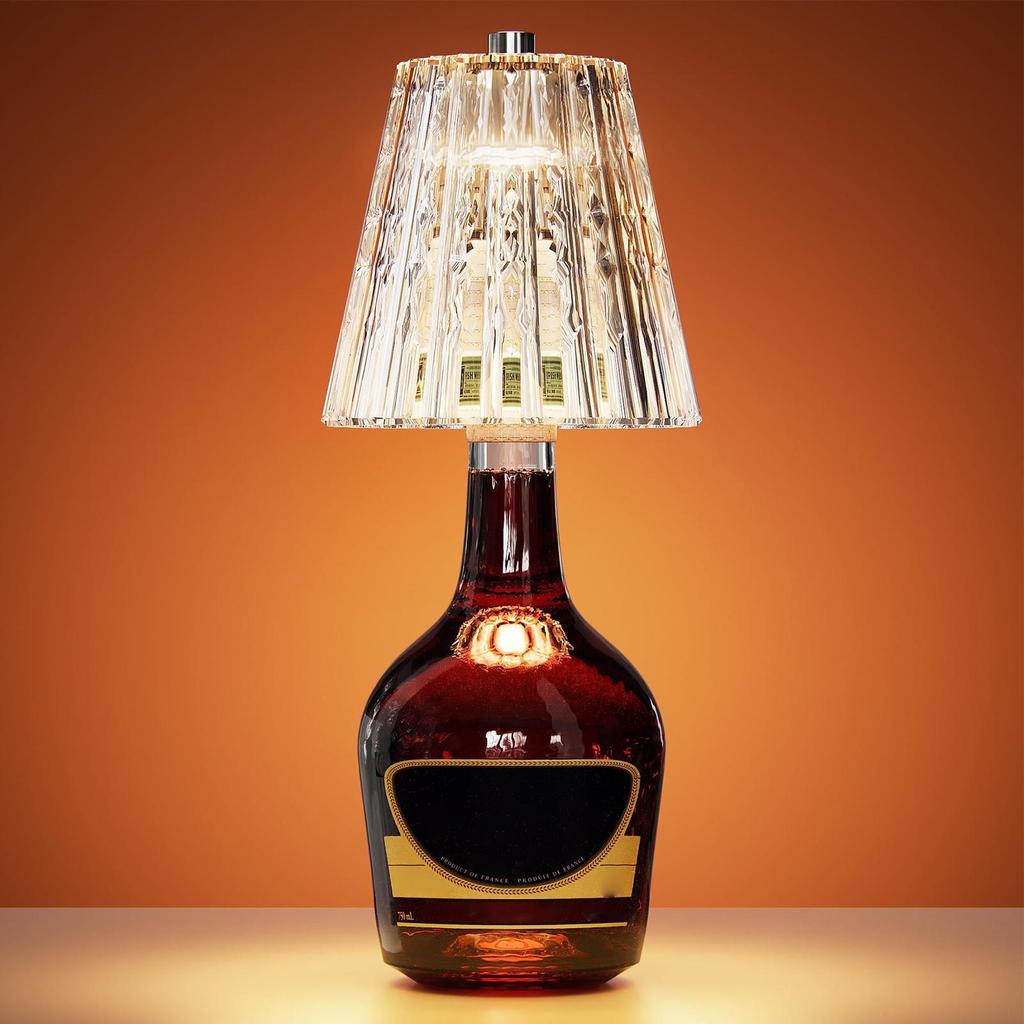Wireless Bottle Lamp 3-Color Touch Dimming Cordless Lampshade Rechargeable Wine Bottle Lights for Bedroom Living Room Kitchen