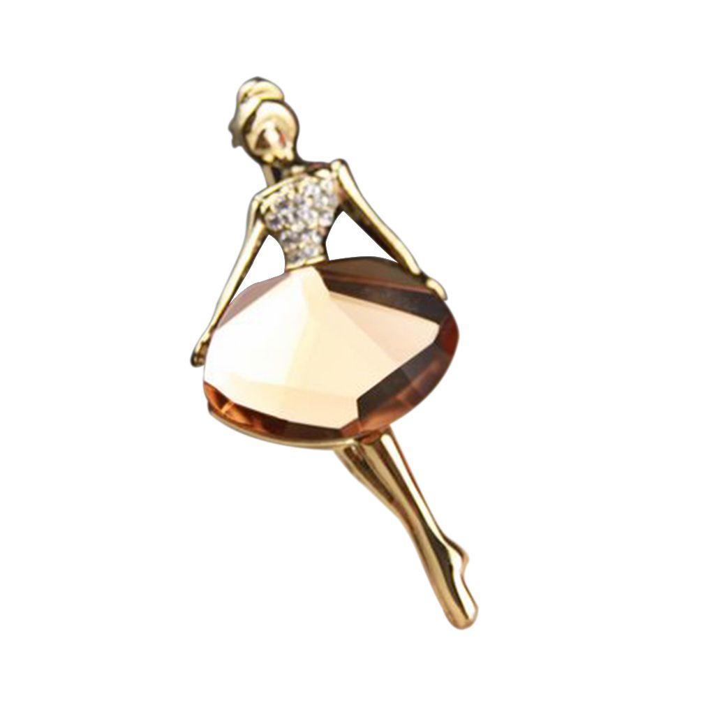 Women Girls Alloy \+ Crystal Ballet Dance Girl Brooch Pin Accessories Brooches Gift