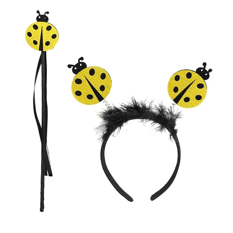 Lady Bugs Costume Accessories,Lady Bugs Costume Lady Bugs Glasses Lady Bugs Headband Fairys Wand for Halloween Dress up Cosplay