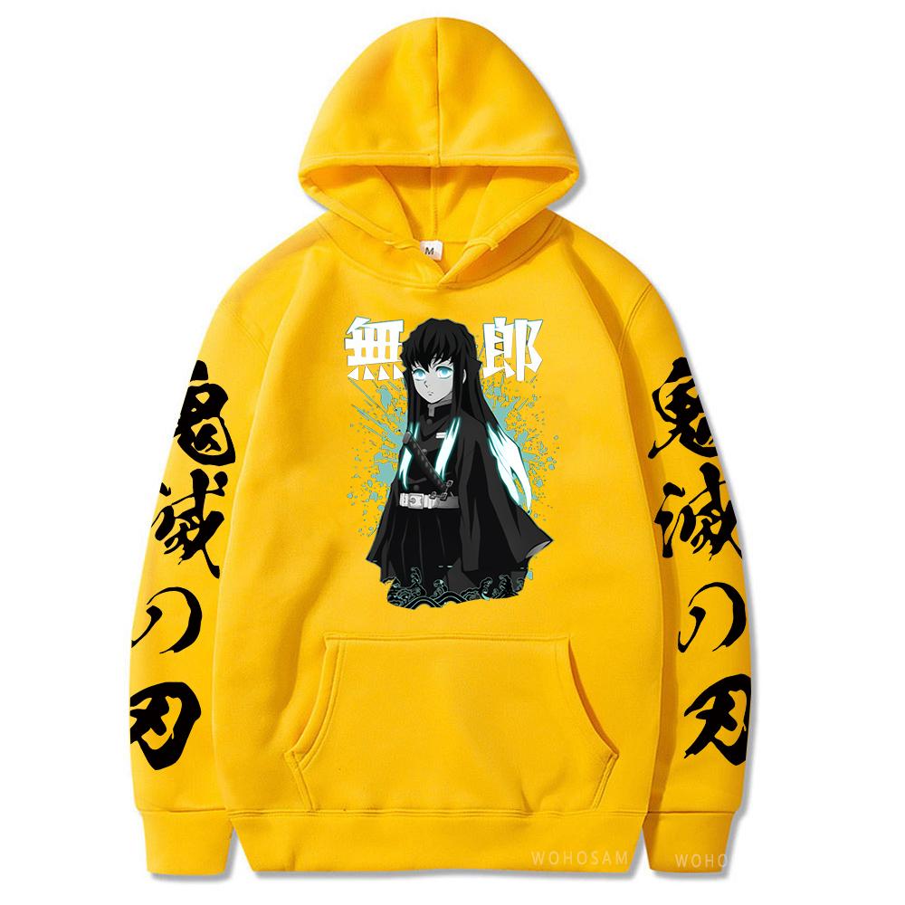 Japan Anime Demon Slayer Tokitou Muichirou Printed Hooded Men Women Oversized Hoodies Harajuku Male Kimetsu No Yaiba Sweatshirt