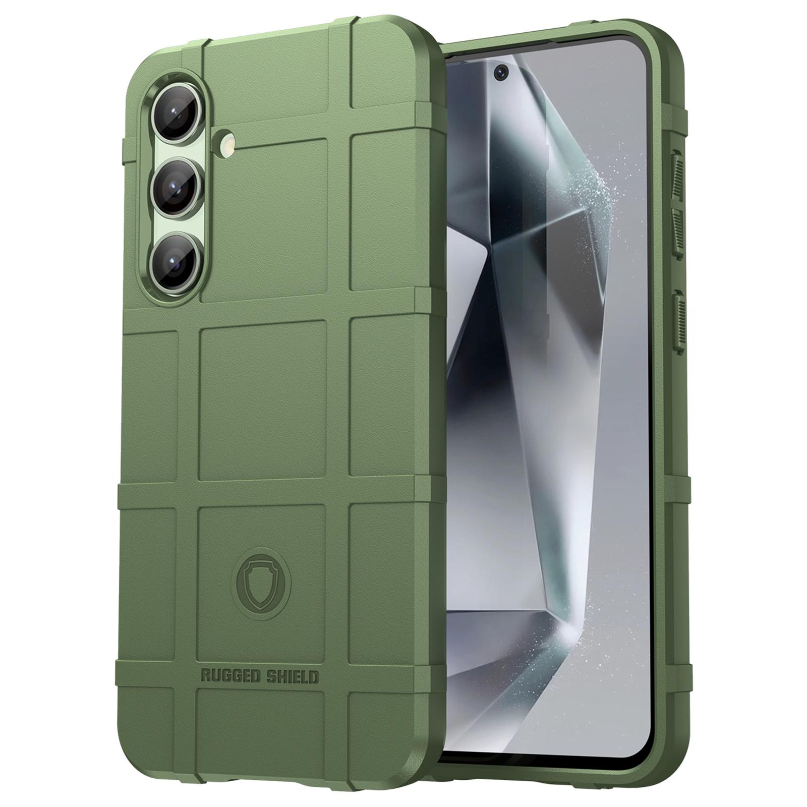 

For Samsung Galaxy S24 FE Case Grid Design Soft TPU Scratch-Proof Phone Cover Green