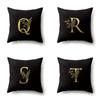Polyester Pillowcase Car Decoration Black Gold Flower Pillowcase 26 English Letters Home Cushion Cover