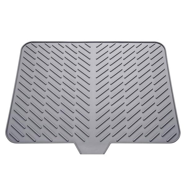 Silicone Dish Drying Mat Non-slipping Heat-Resistant Kitchen Hygienic Drying Pad Foldable Dish Rack Mat with Built-in Drain Lip