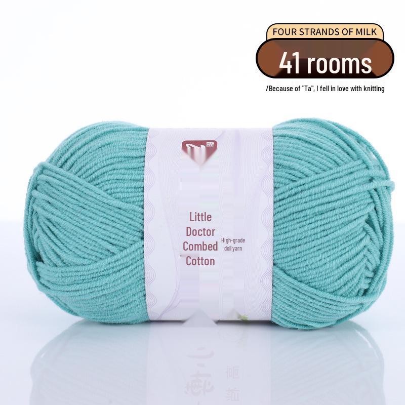40g 4-Ply Combed Milk Cotton Yarn - Little Doctor, Medium-Thick for DIY Knitting Projects: Dolls, Cushions, Blankets
