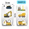 500PCS Construction Stickers Roll 10 Styles Envelope Seals Sticker Cartoon Truck Stickers for Kids Excavator Stickers Constructi
