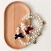 Dog Cats Pearls Necklace Handmade Pet Long Elegant Bowknot Pattern Necklace for Everyday Wear and Pet Gatherings