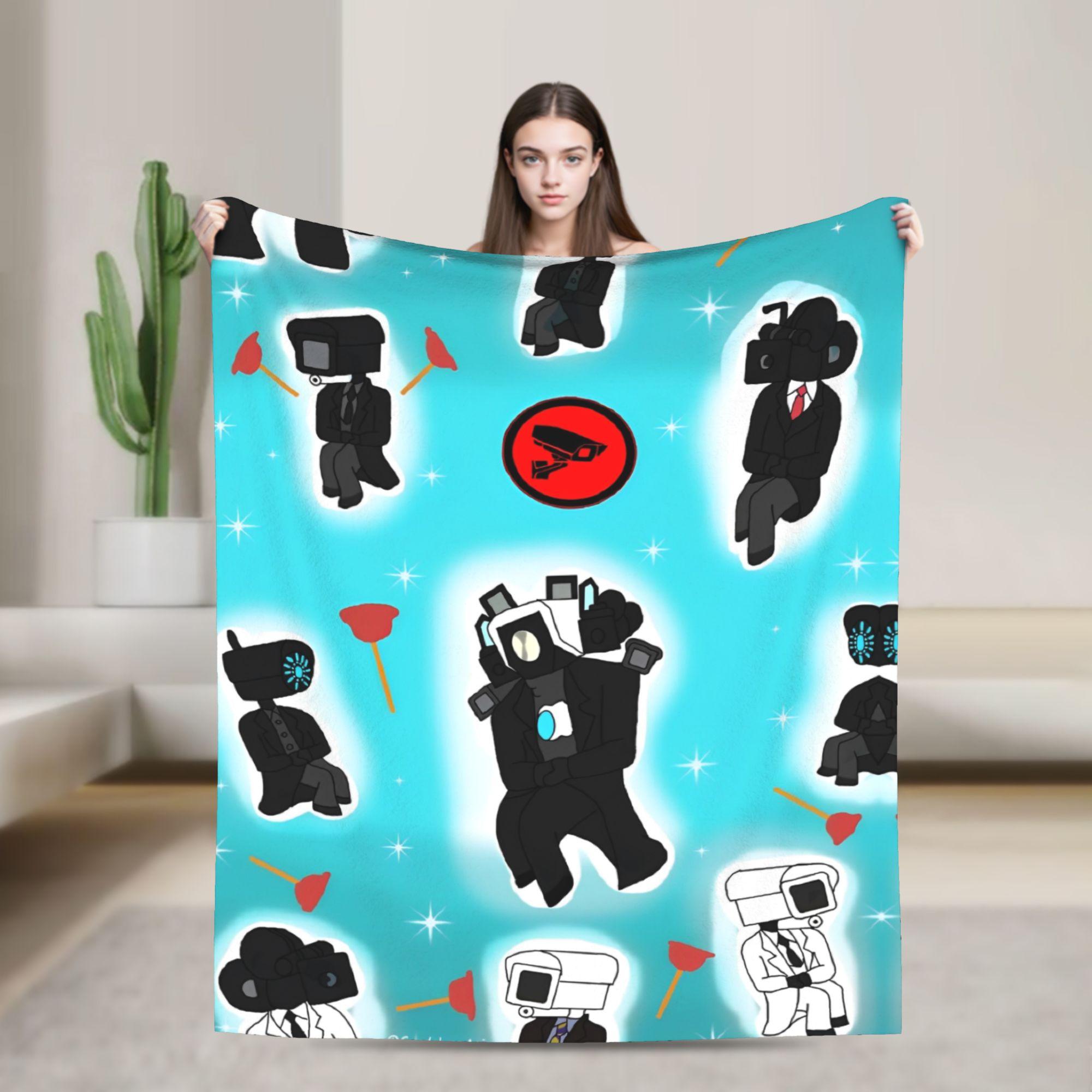 Warm Blanket Picnic Skibidi Toilet Speakerman Throw Blanket  Flannel Bedspread For Home Decor Fashion Sofa Bed Cover 75X95CM