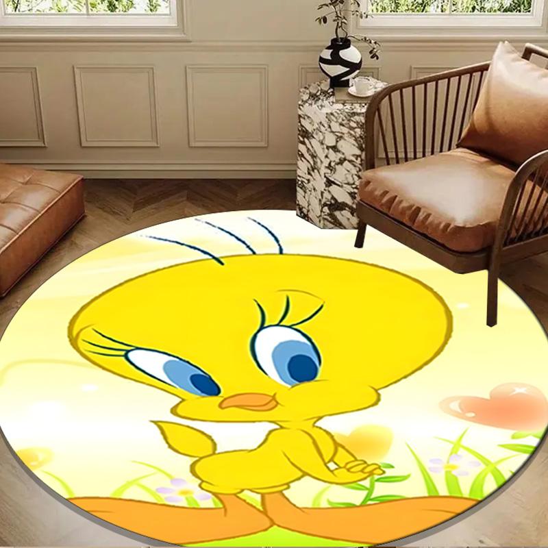 Yellow Bird Round Rug for Livingroom,Bedroom, Palyroom, Chair Rug, Area rug, Circle Carpet, Large Size Fan Christmas gift