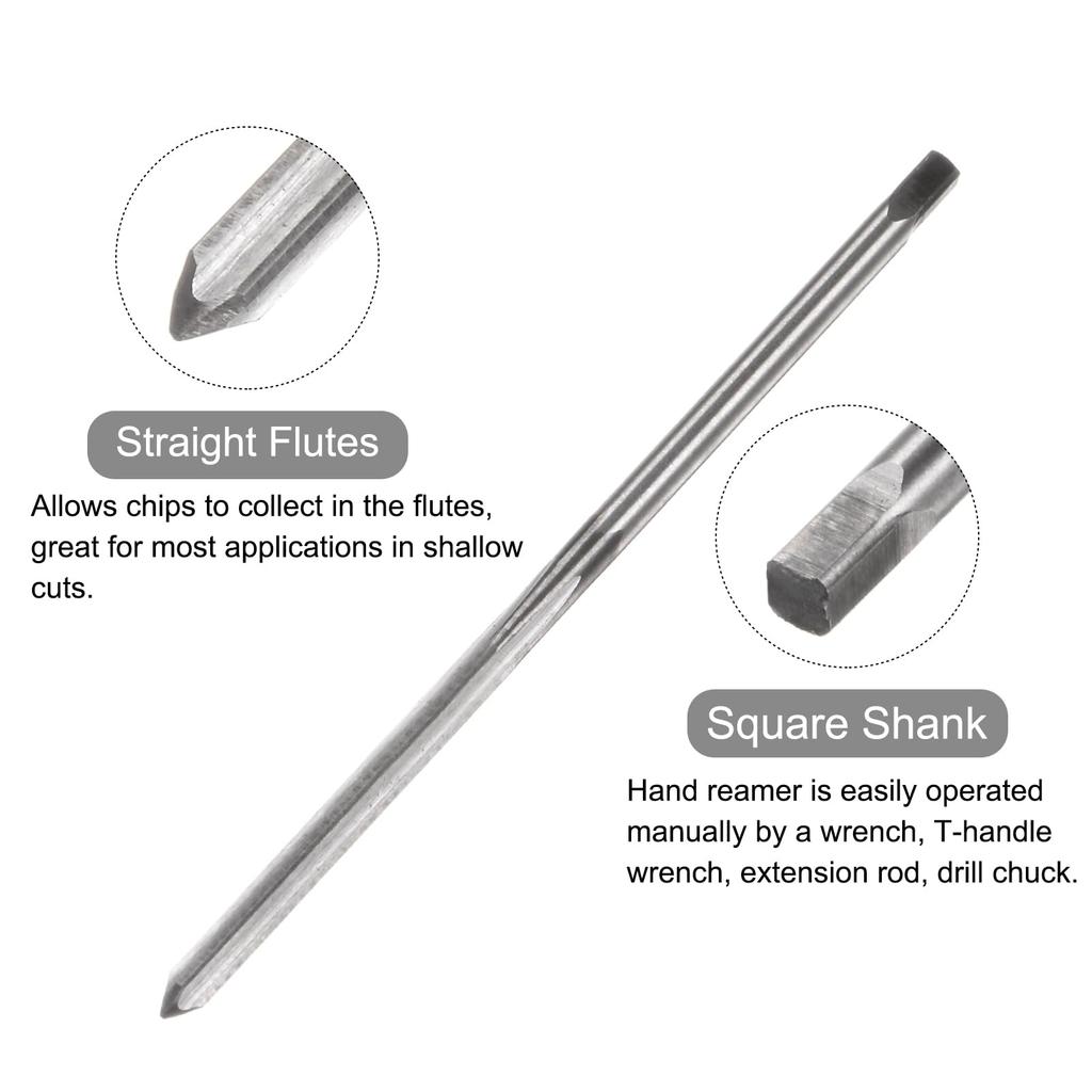 uxcell Hand 2mm H7 Metric Reamer Drill Straight Flute High Speed Steel Tool for Metal Wood Hole Reaming Reamer, Bit, (HSS)