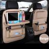 Car Seat Back Organizer with Foldable Table Tray PU Leather Storage Organizer Pockets Kick Mats Seat Interior Accessories