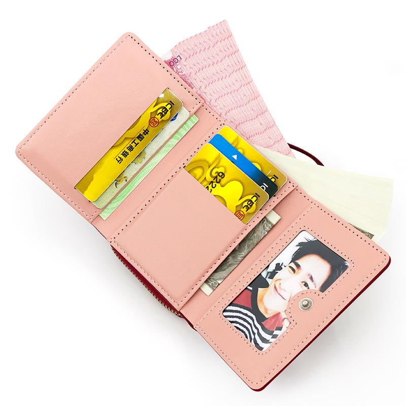 Women's Tri-Fold Embroidered Heart Wallet with Multi-Card Slots and Leather Coin Purse