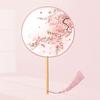 Chinese Fan with Pendant Handhelds Inks Painting Fan Tassels Round Silk Fan
