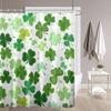 Elegant Green and White Clover Pattern Waterproof Shower Curtain – Perfect for Bringing a Fresh and Natural Touch To