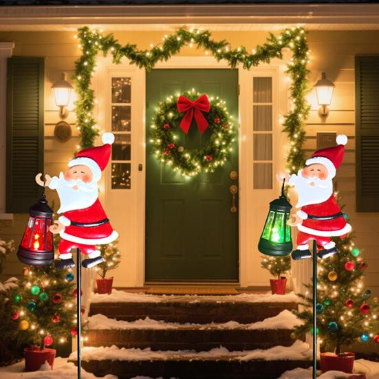 Plen Dekorativt Lys Solcelle Julenisse Vannkanne LED-lys Solcelledrevet Utendørs Vanntett Jul Gangveidekorasjon