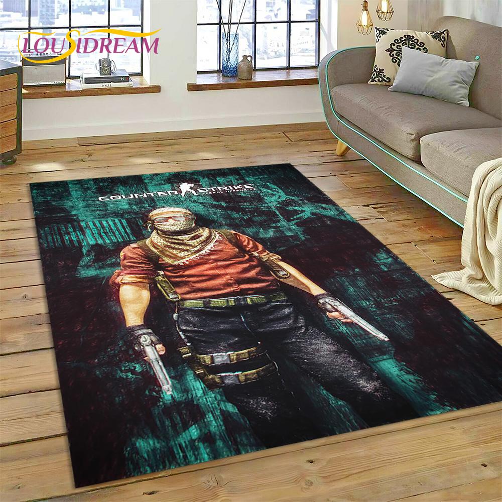 CS GO, Counter Strike Spiel Gamer HD Teppich für Wohnzimmer Schlafzimmer Dekoration, Bodenteppich rutschfeste Dekoration für Sofa Fußmatte Geschenk