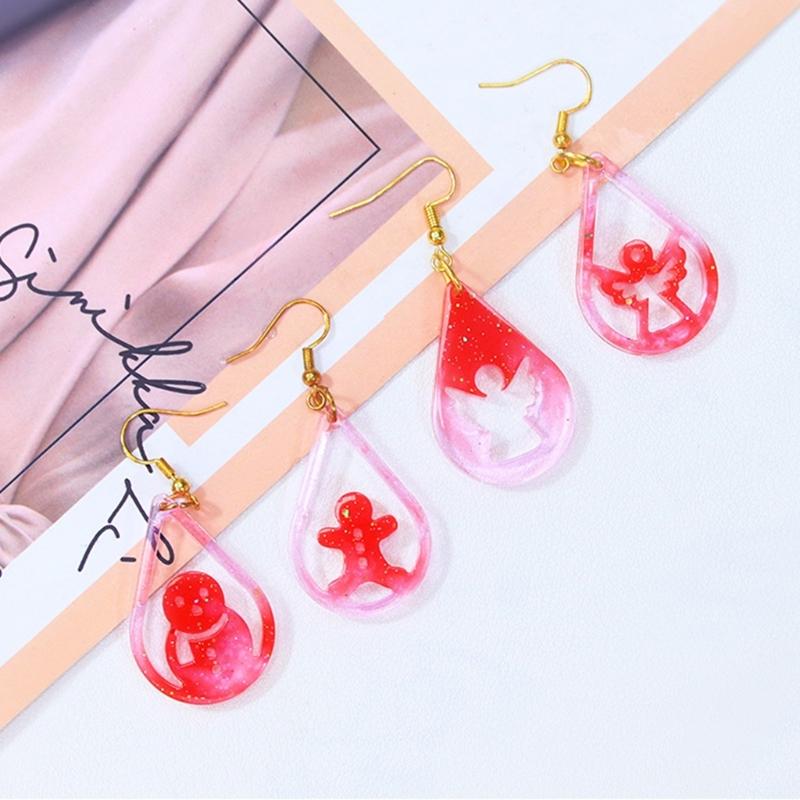4Pcs Flexible Silicone Mold Christmas Earrings Mould Personalized Ear Pendant Mold for Craft Lovers Jewelry Supplies