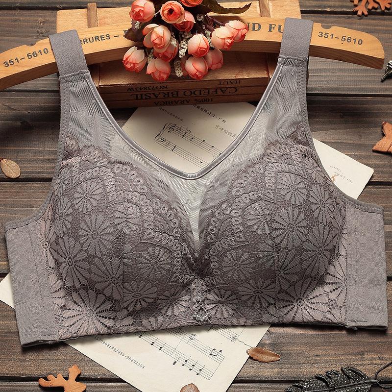 

мода Новое нижнее белье большого размера, бесшовные эластичные бока, антилегкий бюстгальтер, утолщенный и увеличенный жировой ММ декомпрессионный бюстгальтер 80B серый