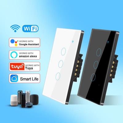 1/2/3/4-fach Wifi Smart Switch Glasbildschirm Touchpanel Sprachsteuerung Drahtlose Wandschalter Fernbedienung mit Neutralleiter erforderlich