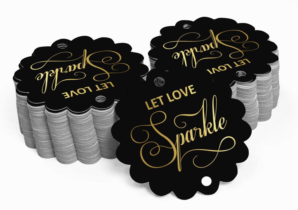 Inkdotpot 100 Pack Let Love Sparkle Wedding Favor Paper Tags Craft Real Gold Foil Hang