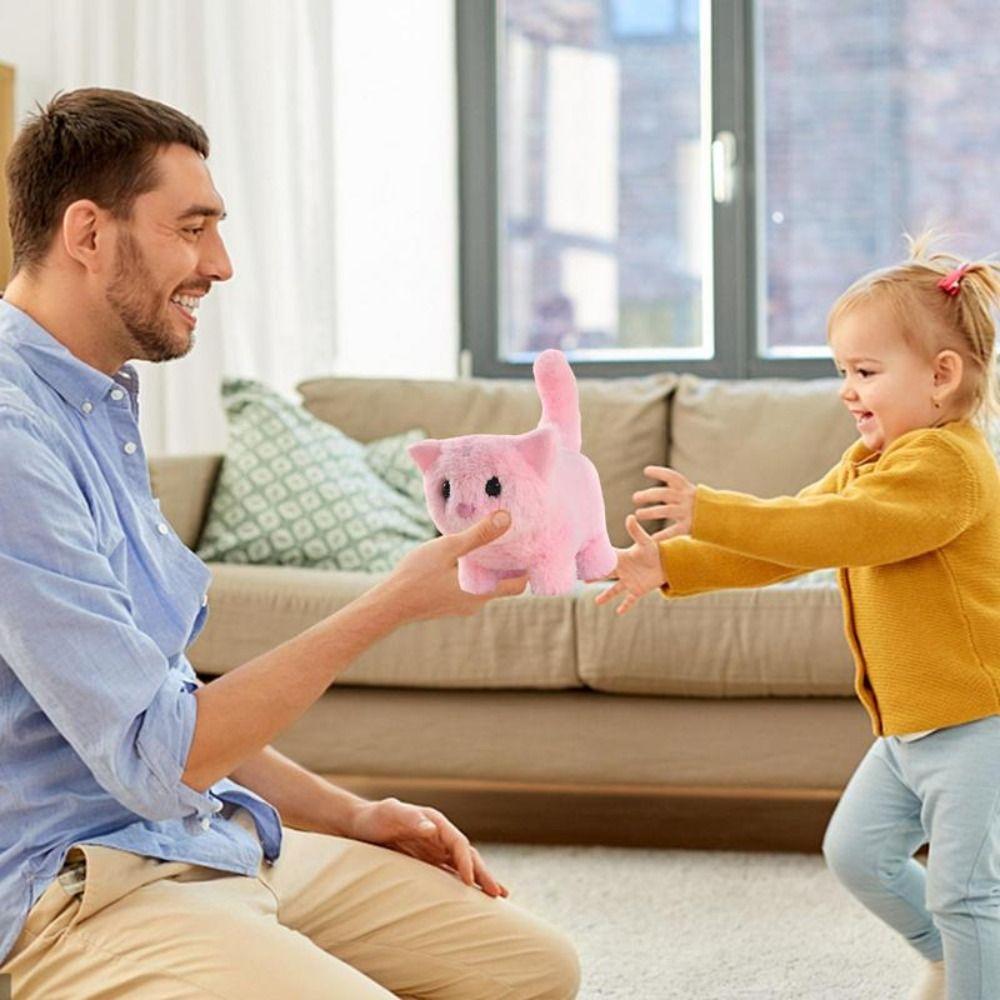 Tail Wagging Cat Plush Toy Head Shaking Walking Interactive Cat  Holiday Gift