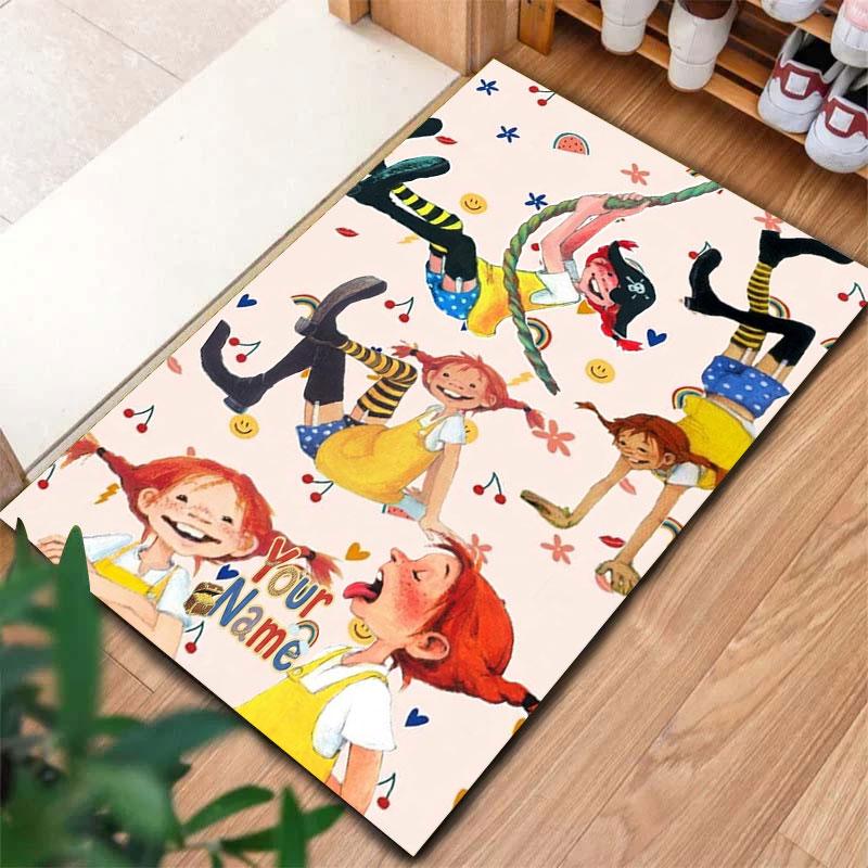 Pippi Longstocking Custom Name Carpet Rug for Living Room Bedroom Home Sofa Decoration,Kids play Non-slip Floor Mat