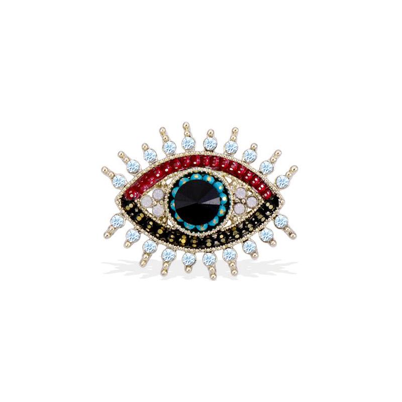 European & American Eye Rhinestone Brooch with Drip Oil Finish - Stylish Fashion Accessory