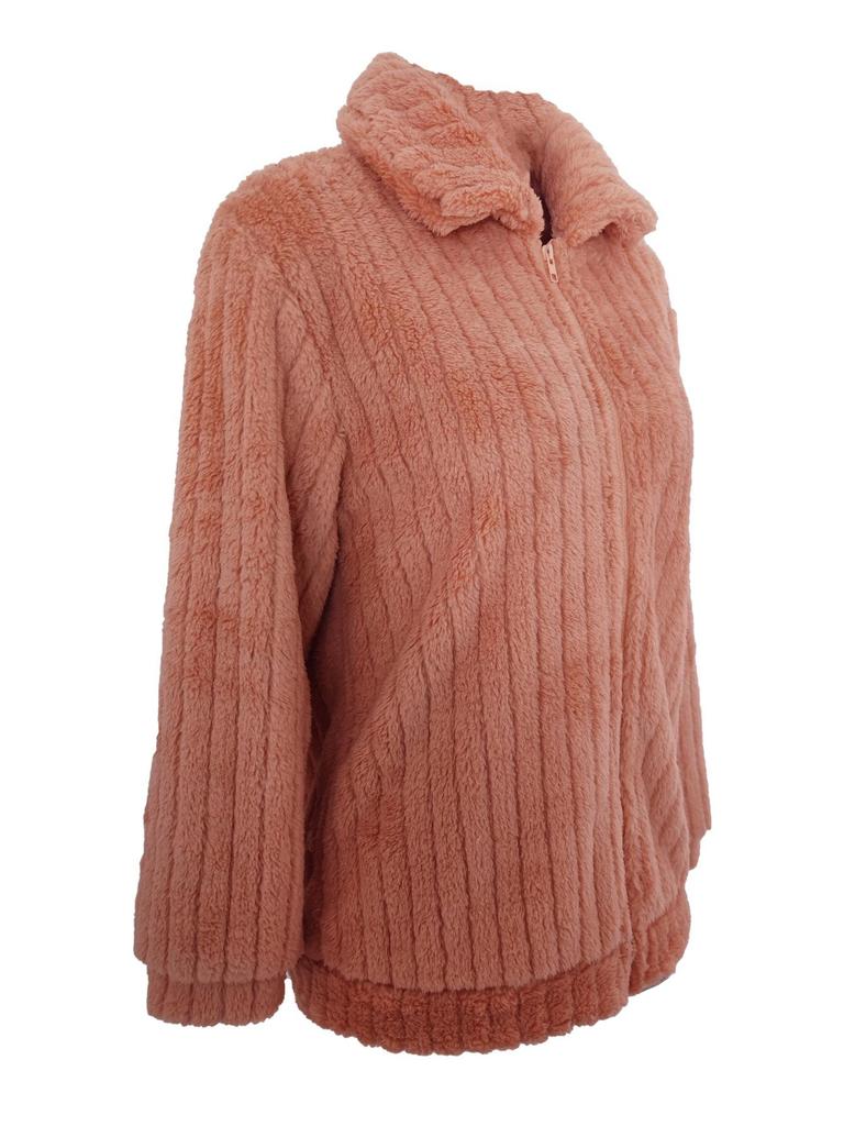 Women's Plush Lapel Short Cardigan Jacket - Autumn/Winter 2023