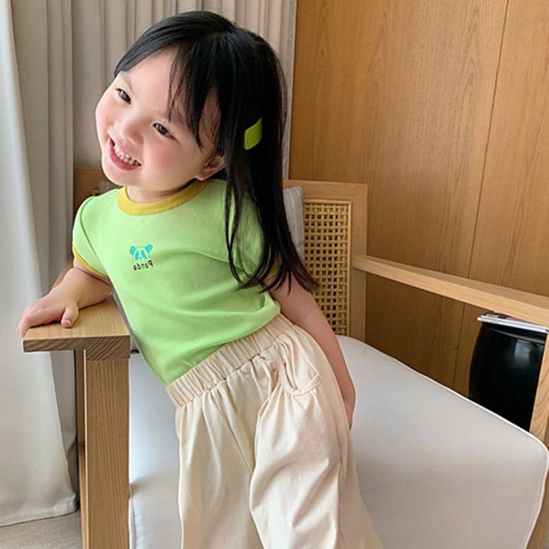 Boys Girls Candy Color Cartoon Printing Round Neck Short-sleeved T-shirt Children's Cool T-shirt