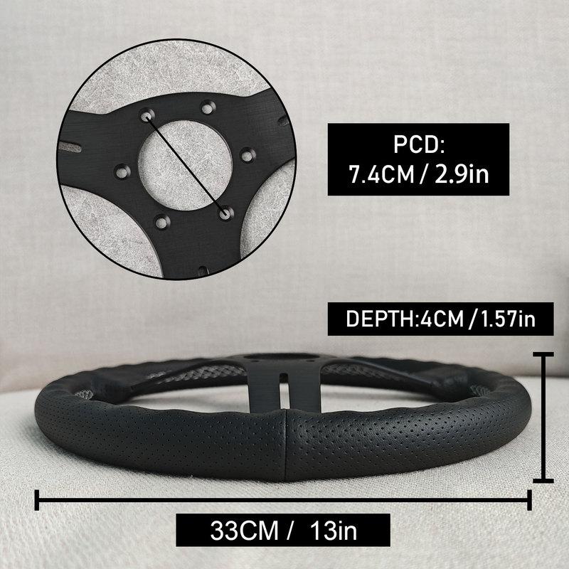13inch Universal Leather Steering Wheel Tuning Sports Car Accessories Steering Wheel