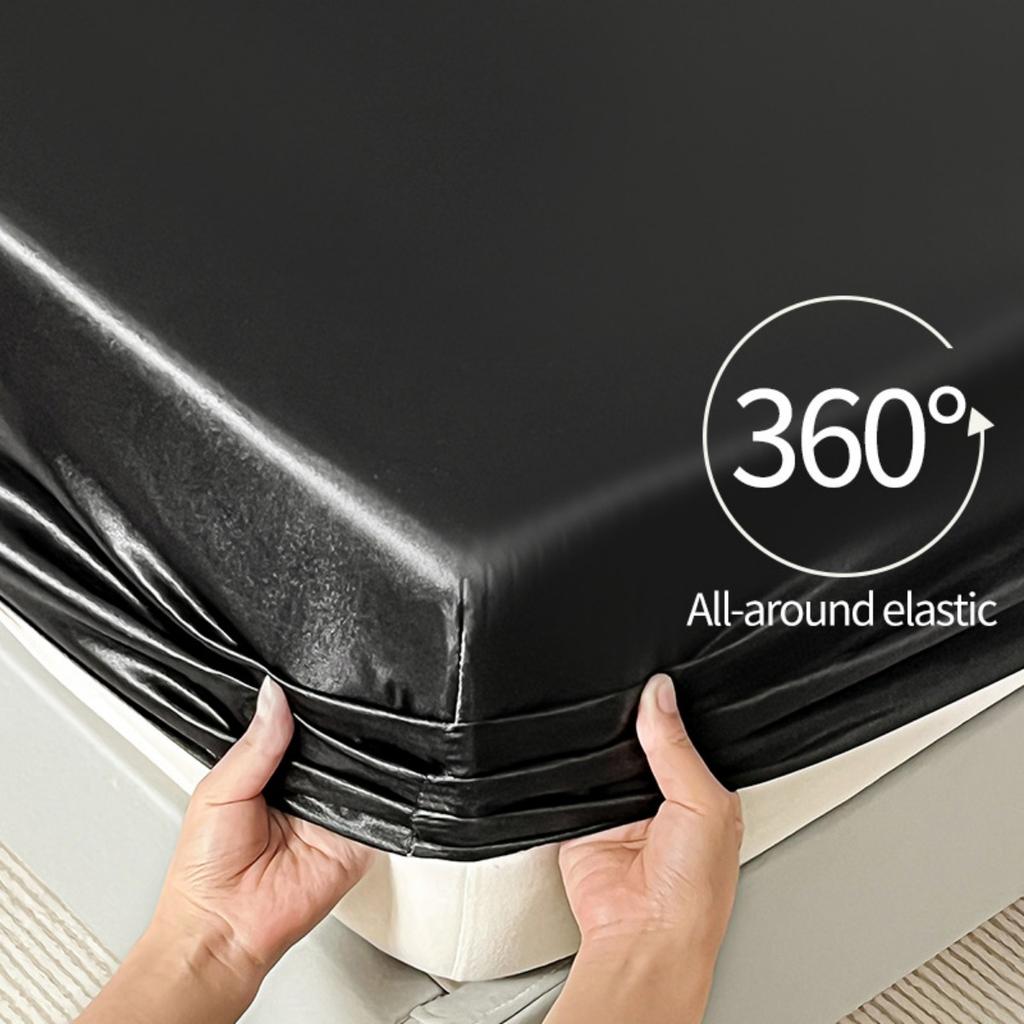 Ice Silk Color Ding Bed Sheet Solid Color Cool Silk Mattress Protective Cover Anti Slip Bed Cover Dust Cover