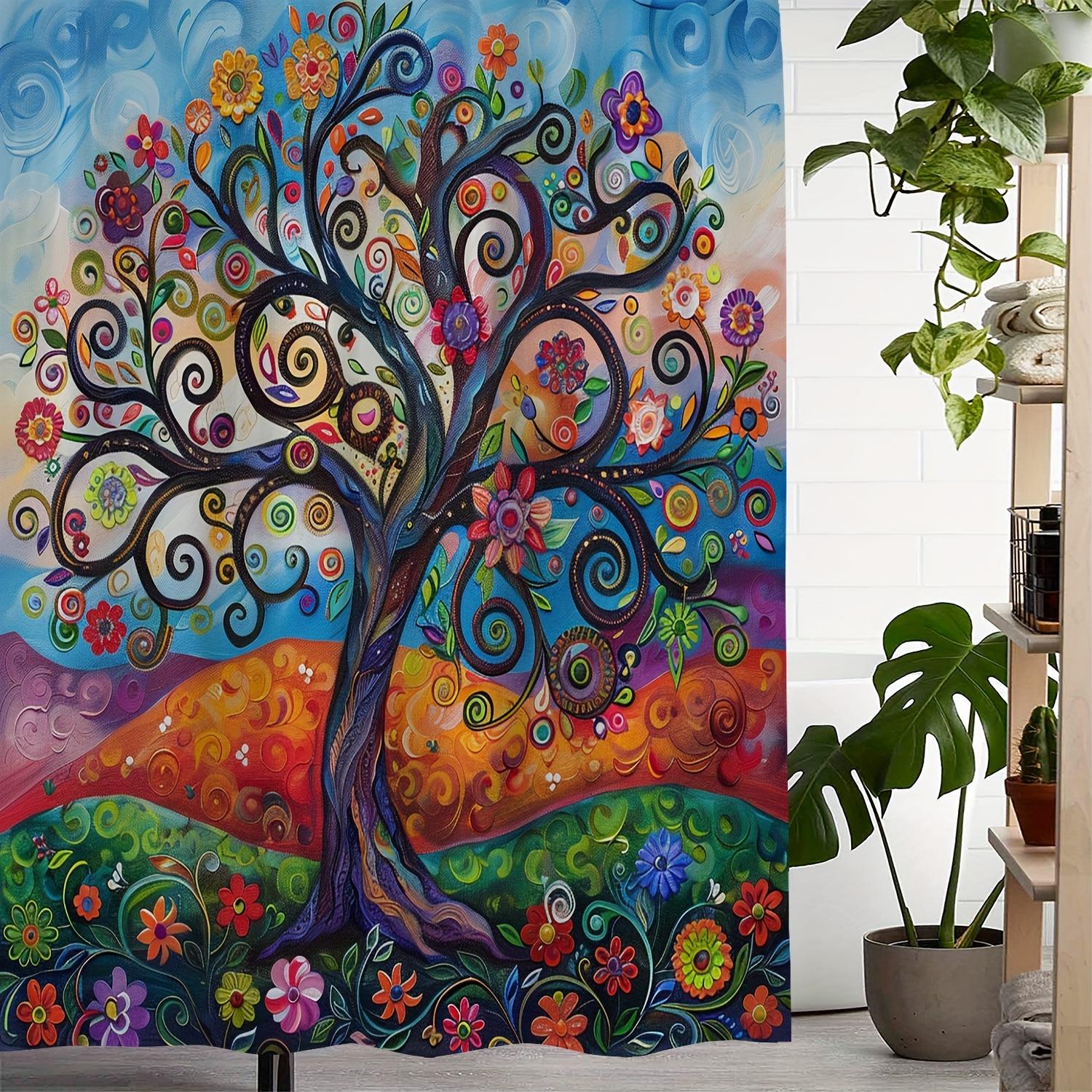 Annier Vibrant Tree Of Life Waterproof Mildew-Resistant Shower Curtain - Artistic Design For A Colorful Bathroom Dcor Experience
