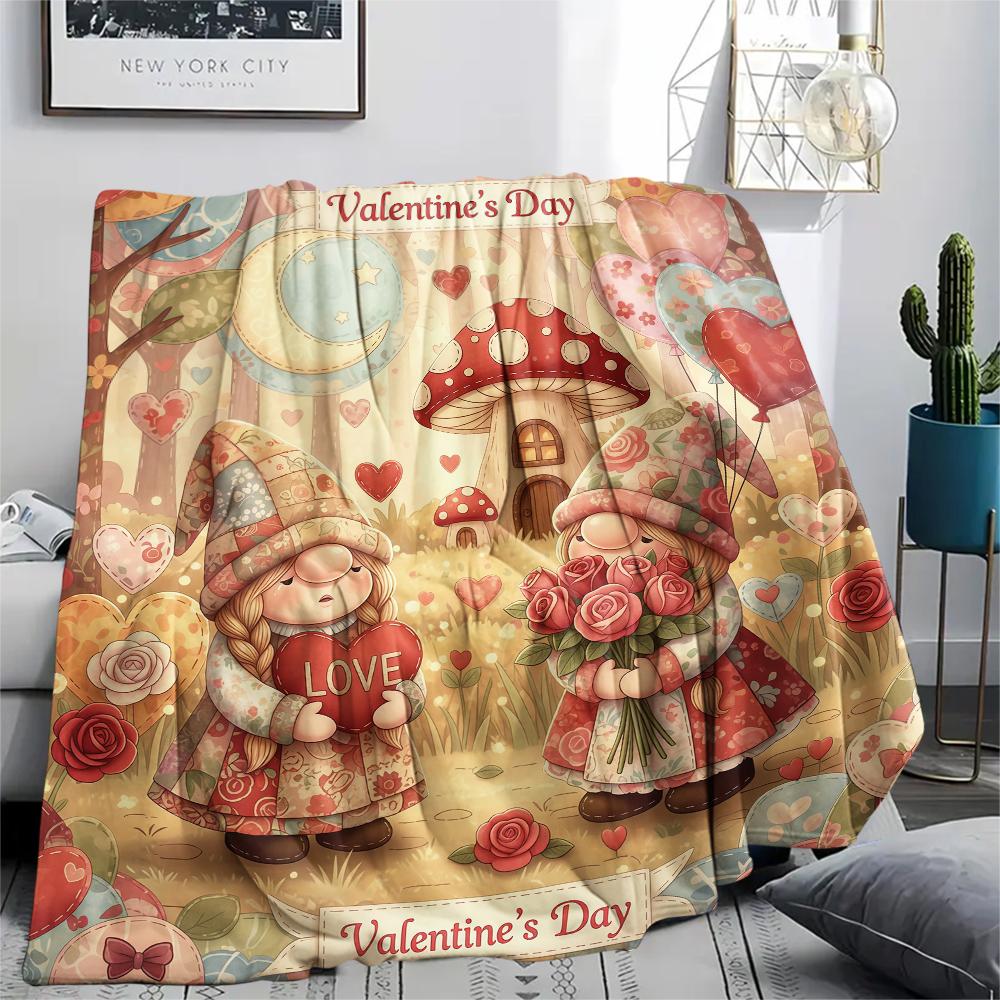 1 Stück Valentinstag Druck Flanelldecke, Hohe Qualität, Bequem für Alle Jahreszeiten, Heimdekoration, Perfekt für Weihnachten, Geburtstagsgeschenk