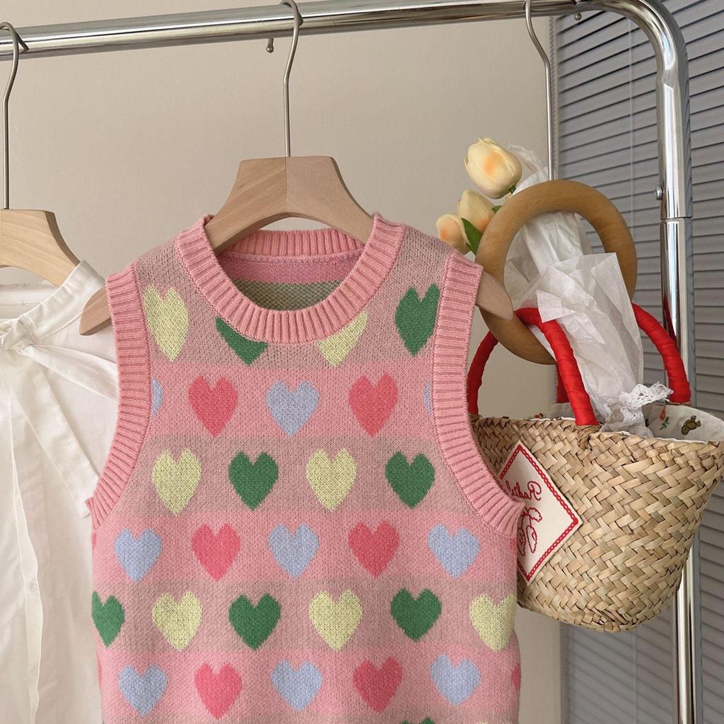 Girls' Korean-Style Knitted Puff Sleeve Bow Dress - Spring 2025 Princess Collection