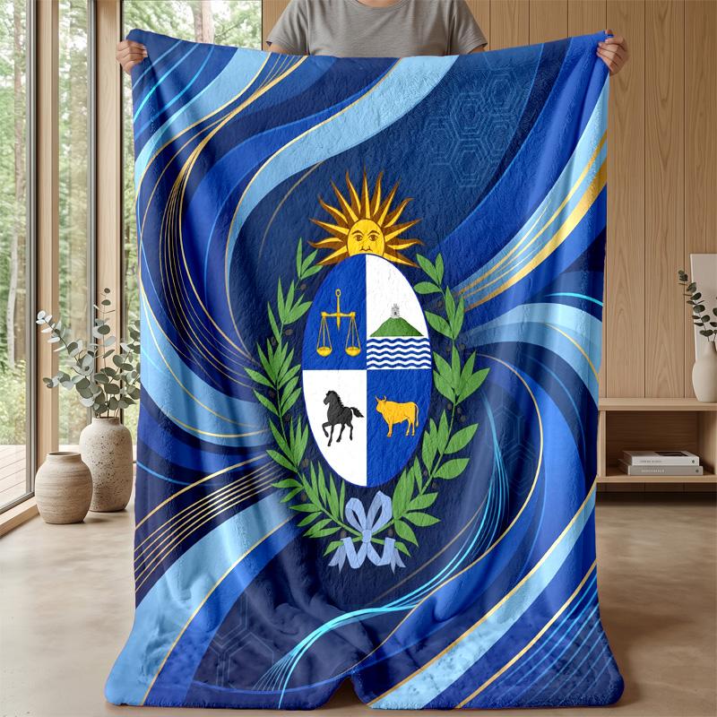 Uruguay Football Printed Flannel Blanket Skin Friendly Warm Decorative Throw for Indoor Couch Bed Daily Use