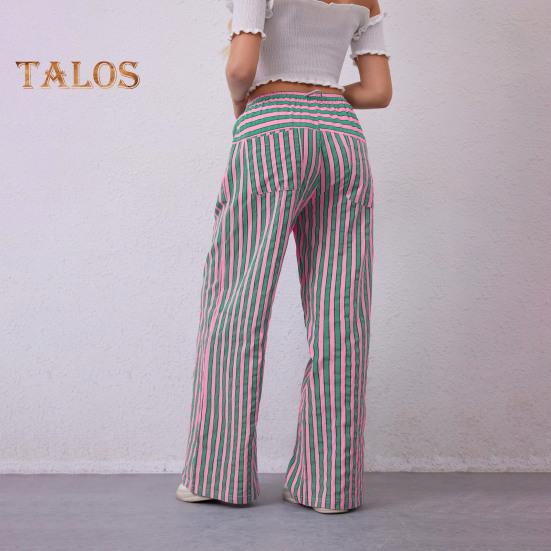 Pantaloni Lungi Dama Talie Joasă Talie Elastică Șnur Ajustabil Pantaloni Casual cu Buzunare Croială Largă Pantaloni cu Picior Lat
